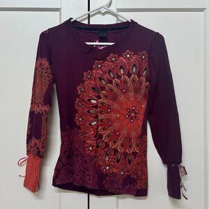 Desigual Burgundy Mandala Top